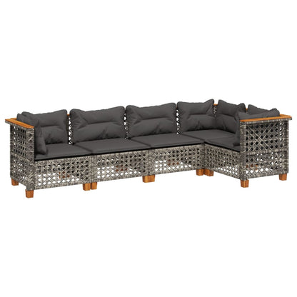 Set Divano da Giardino 5 pz con Cuscini Grigio in Polyrattan | homemem39