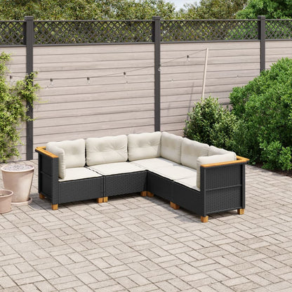 Set Divani da Giardino 5 pz con Cuscini in Polyrattan Nero - homemem39