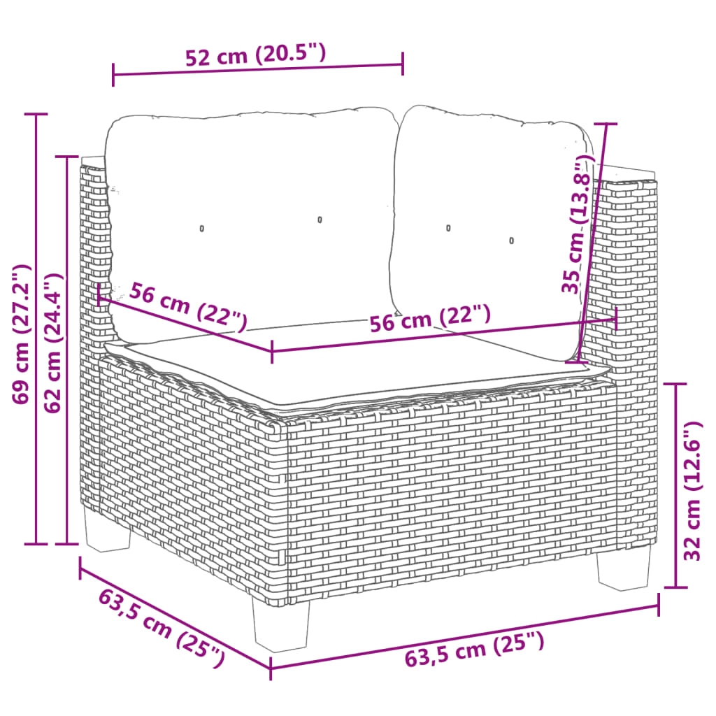 Set Divano da Giardino 5 pz con Cuscini Grigio in Polyrattan | homemem39