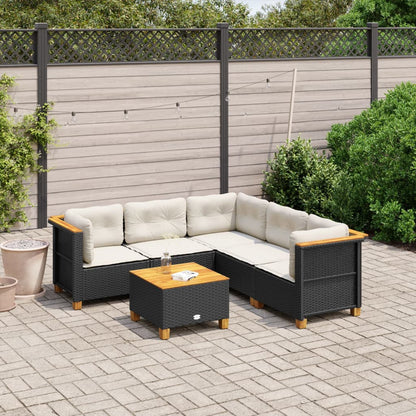 Set Divano da Giardino 6 pz con Cuscini Nero in Polyrattan - homemem39