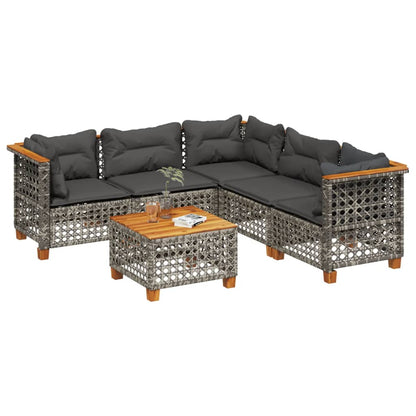 Set Divano da Giardino 6 pz con Cuscini Grigio in Polyrattan | homemem39