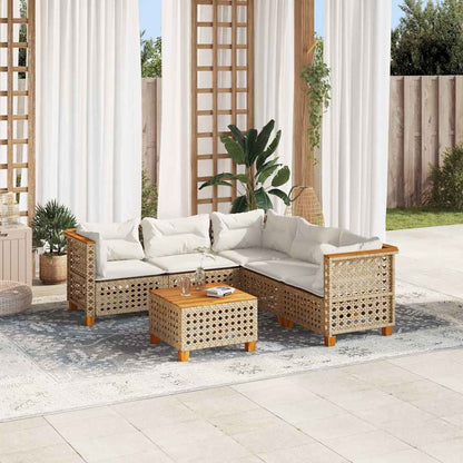 Set Divano da Giardino 6 pz con Cuscini Beige in Polyrattan | homemem39