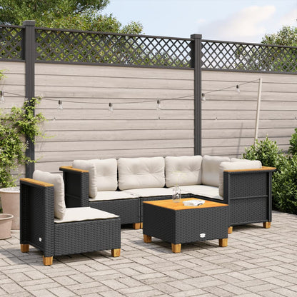 Set Divano da Giardino 6 pz con Cuscini Nero in Polyrattan | homemem39