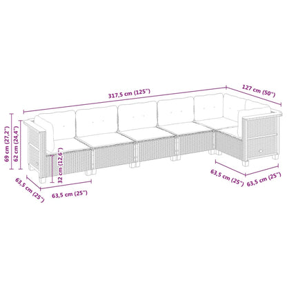 Set Divano da Giardino 6 pz con Cuscini Nero in Polyrattan | homemem39