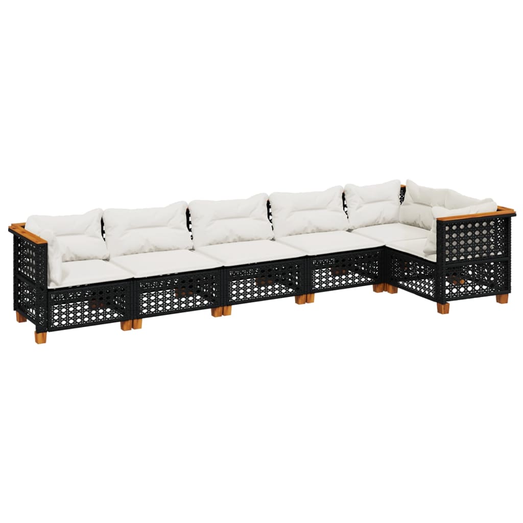 Set Divano da Giardino 6 pz con Cuscini Nero in Polyrattan - homemem39