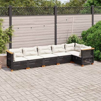 Set Divano da Giardino 6 pz con Cuscini Nero in Polyrattan - homemem39