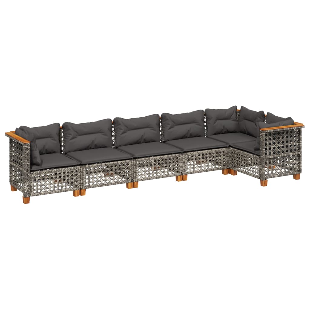 Set Divano da Giardino 6 pz con Cuscini Grigio in Polyrattan | homemem39