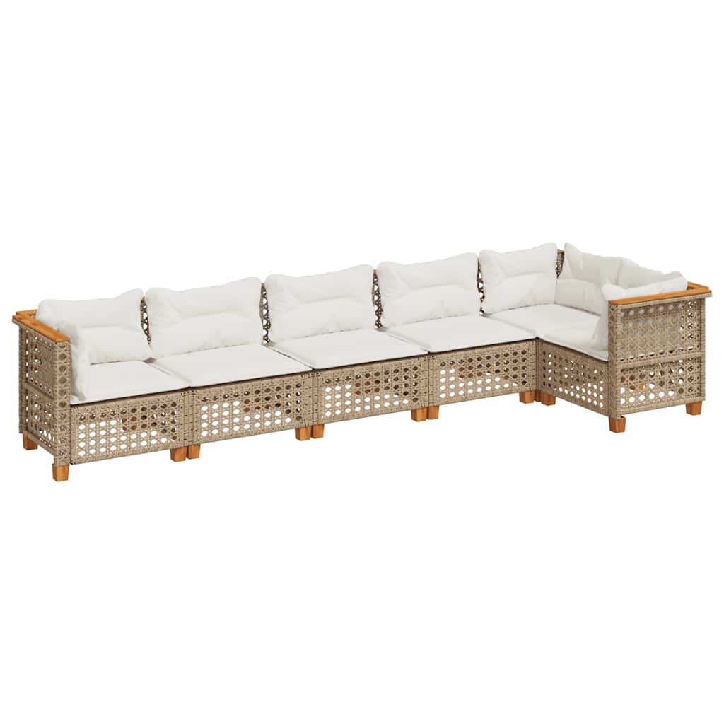 Set Divano da Giardino 6 pz con Cuscini Beige in Polyrattan | homemem39