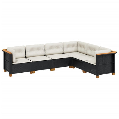 Set Divano da Giardino 6 pz con Cuscini Nero in Polyrattan - homemem39