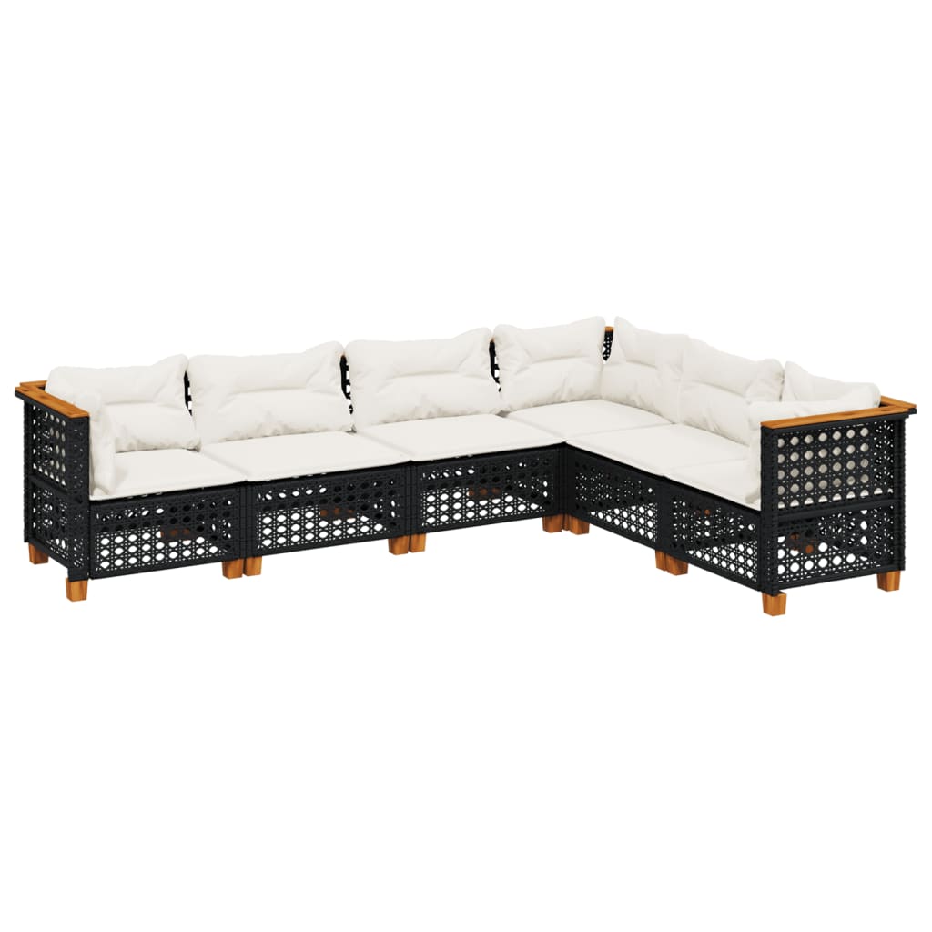 Set Divano da Giardino 6 pz con Cuscini Nero in Polyrattan - homemem39