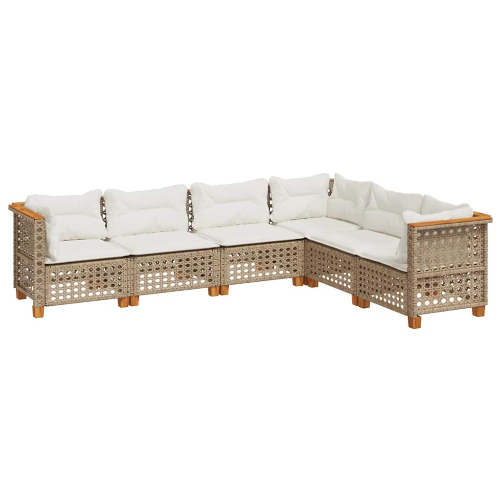 Set Divano da Giardino 6 pz con Cuscini Beige in Polyrattan | homemem39