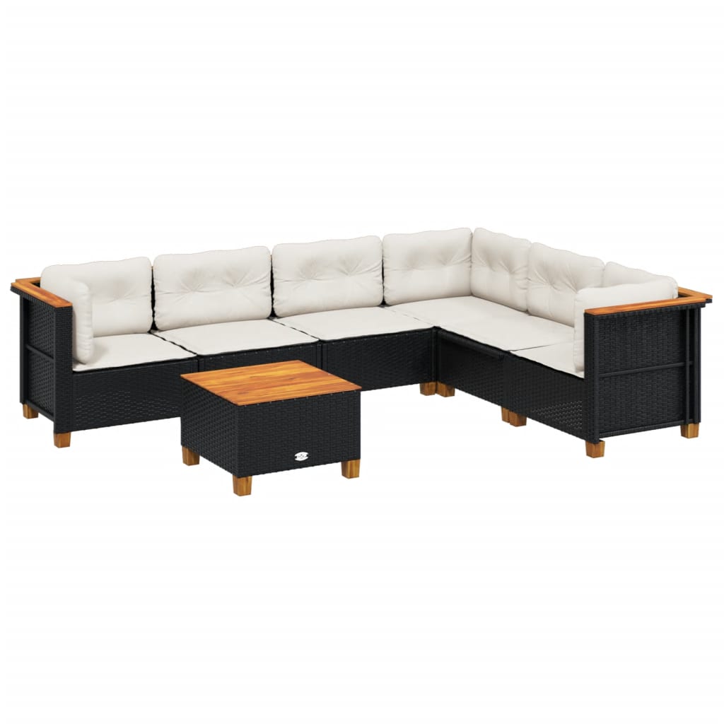 Set Divani da Giardino con Cuscini 7pz Nero Polyrattan | homemem39