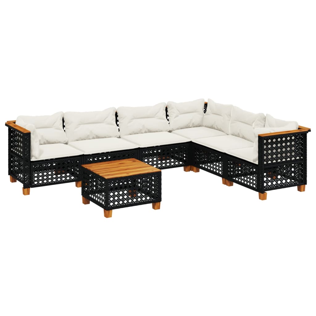 Set Divani da Giardino con Cuscini 7pz Nero Polyrattan - homemem39