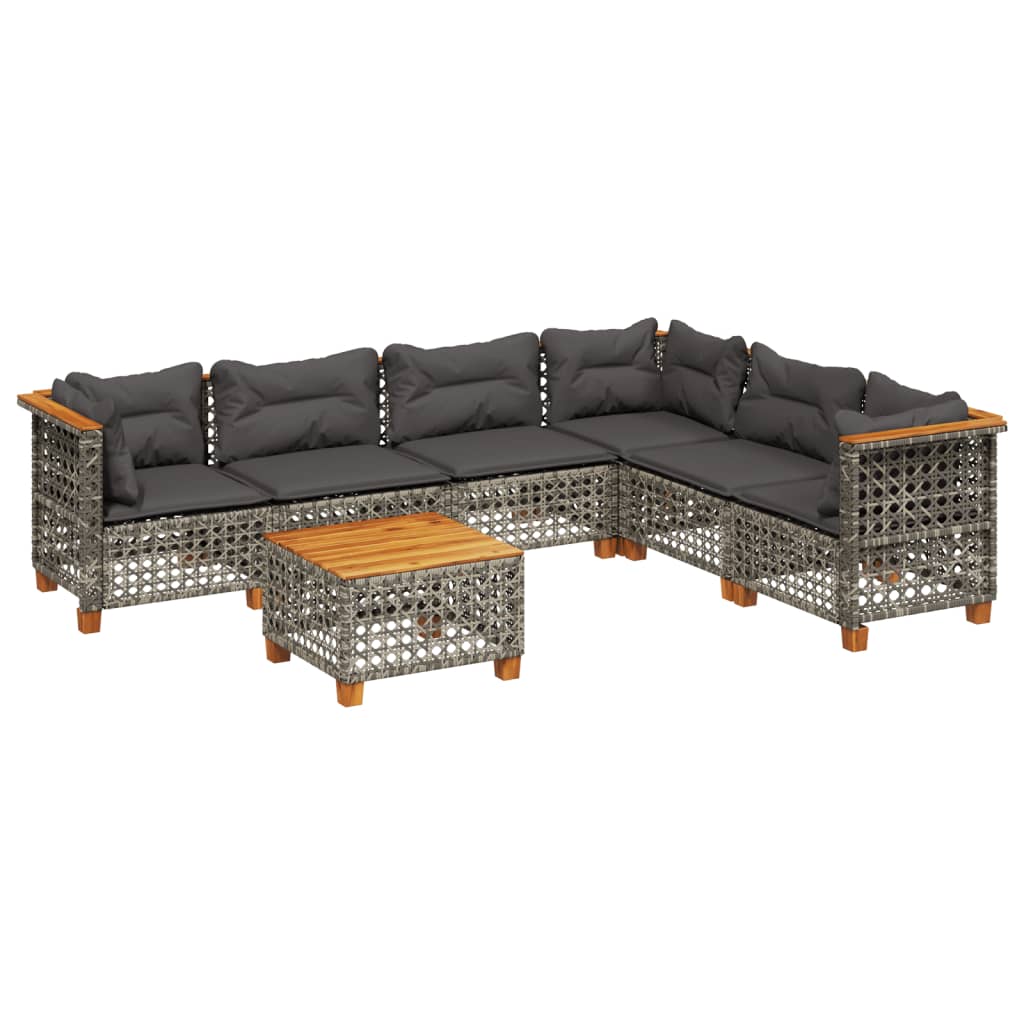 Set Divani da Giardino 7 pz con Cuscini Grigio in Polyrattan | homemem39