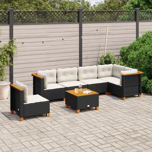 Set Divani da Giardino con Cuscini 7pz Nero Polyrattan - homemem39