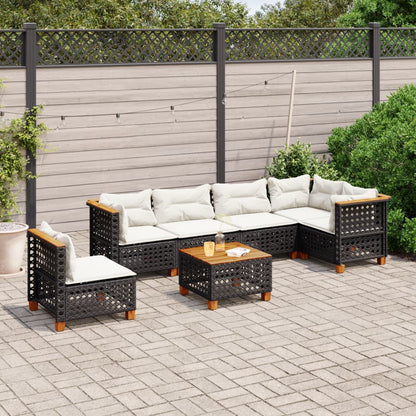 Set Divani da Giardino con Cuscini 7pz Nero Polyrattan - homemem39