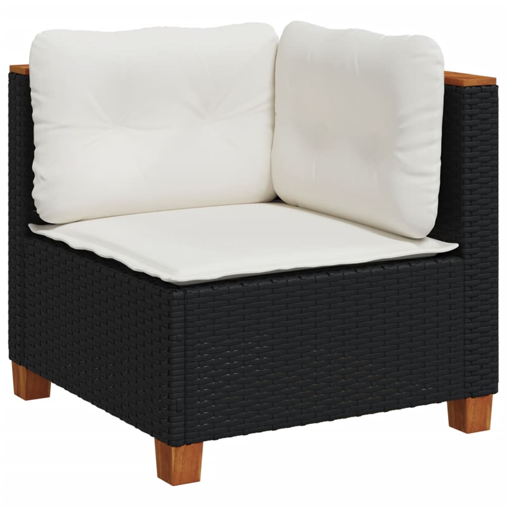 Set Divani da Giardino con Cuscini 7pz Nero Polyrattan | homemem39
