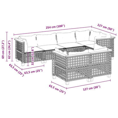 Set Divani da Giardino con Cuscini 7pz Nero Polyrattan | homemem39