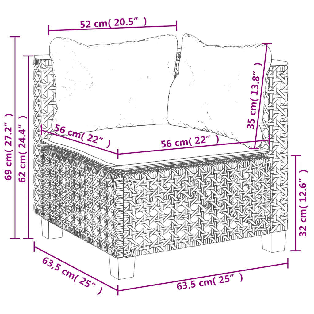 Set Divani da Giardino 7 pz con Cuscini Beige in Polyrattan | homemem39