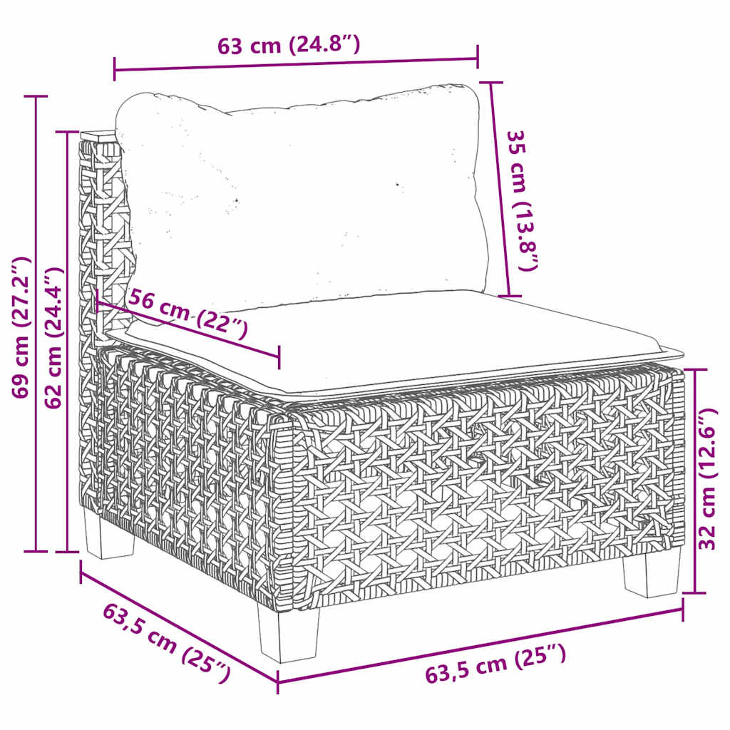 Set Divani da Giardino 7 pz con Cuscini Beige in Polyrattan | homemem39