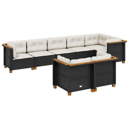 Set Divani da Giardino con Cuscini 8 pz Nero in Polyrattan | homemem39