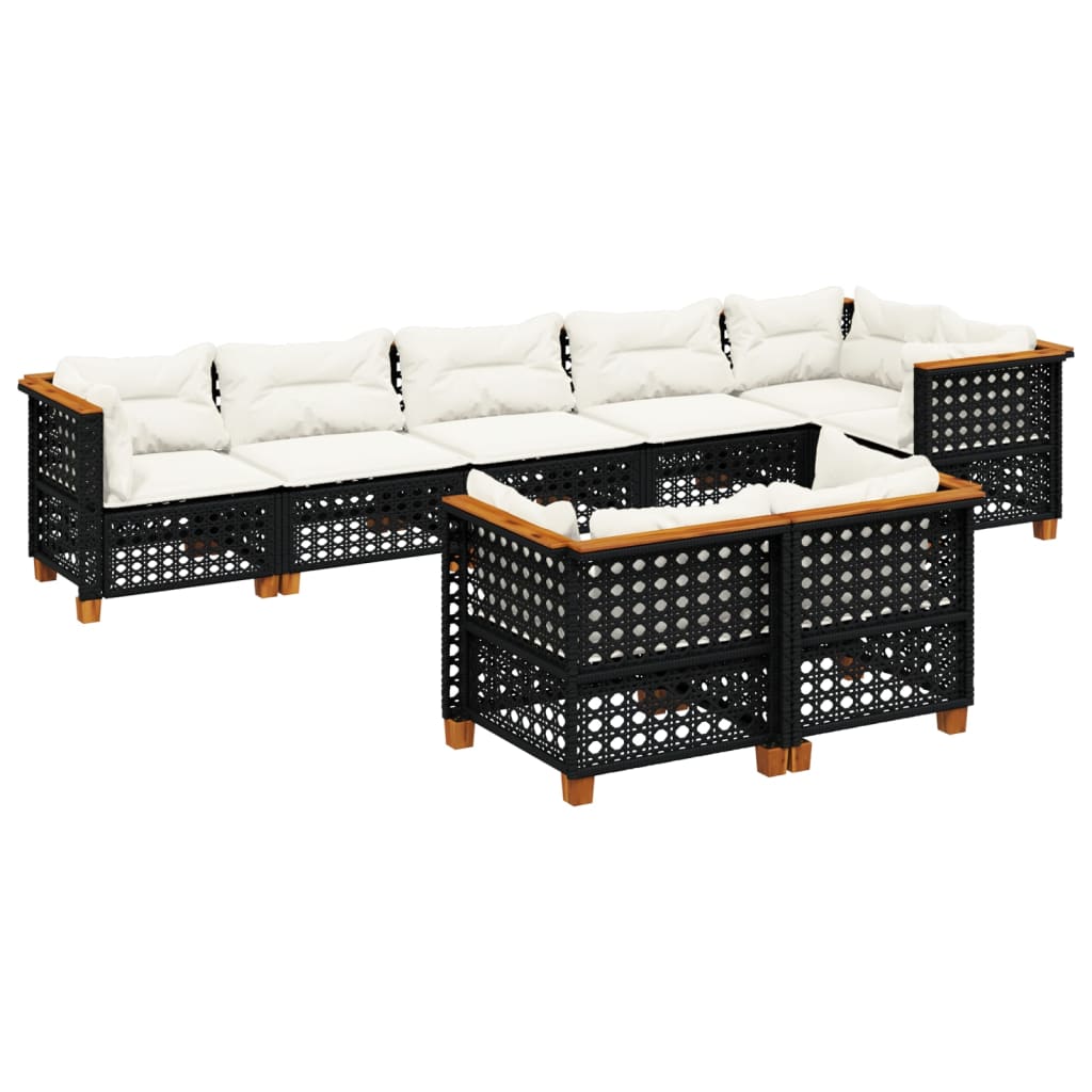 Set Divani da Giardino con Cuscini 8 pz Nero in Polyrattan | homemem39
