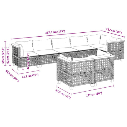 Set Divani da Giardino con Cuscini 8 pz Nero in Polyrattan | homemem39