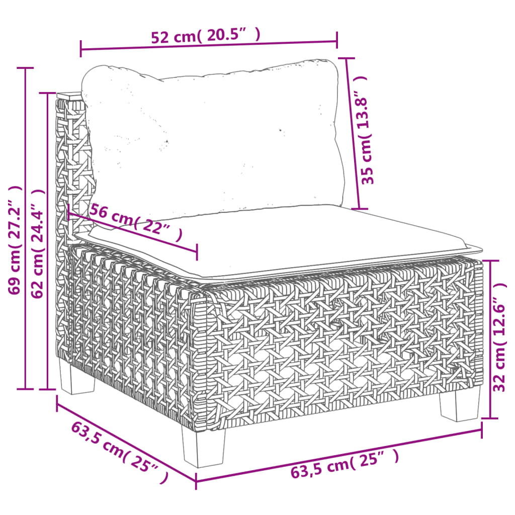 Set Divano da Giardino 8 pz con Cuscini Grigio in Polyrattan | homemem39