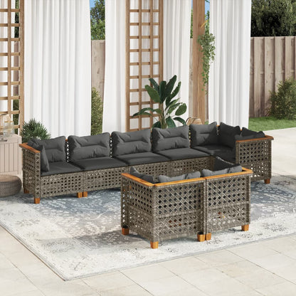 Set Divano da Giardino 8 pz con Cuscini Grigio in Polyrattan | homemem39