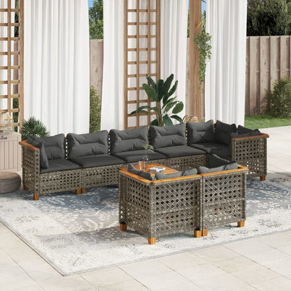 Set Divano da Giardino 9 pz con Cuscini Grigio in Polyrattan - homemem39