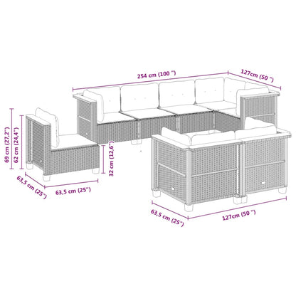 Set Divani da Giardino con Cuscini 8 pz Nero in Polyrattan | homemem39