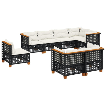 Set Divani da Giardino con Cuscini 8 pz Nero in Polyrattan | homemem39