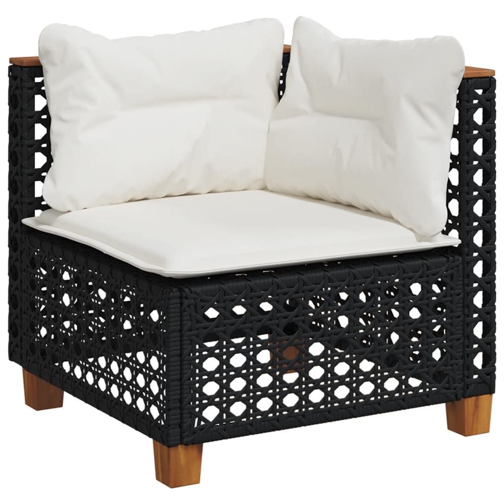 Set Divani da Giardino con Cuscini 8 pz Nero in Polyrattan | homemem39