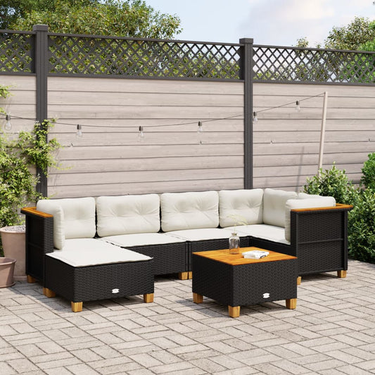 Set Divani da Giardino con Cuscini 7pz Nero Polyrattan - homemem39