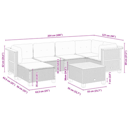 Set Divani da Giardino 7 pz con Cuscini Grigio in Polyrattan | homemem39