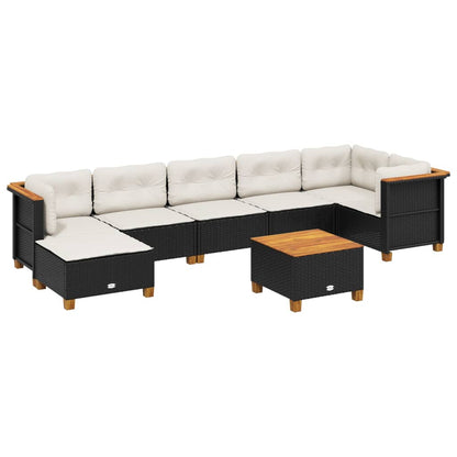 Set Divani da Giardino con Cuscini 8 pz Nero in Polyrattan - homemem39