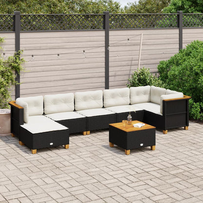 Set Divani da Giardino con Cuscini 8 pz Nero in Polyrattan - homemem39