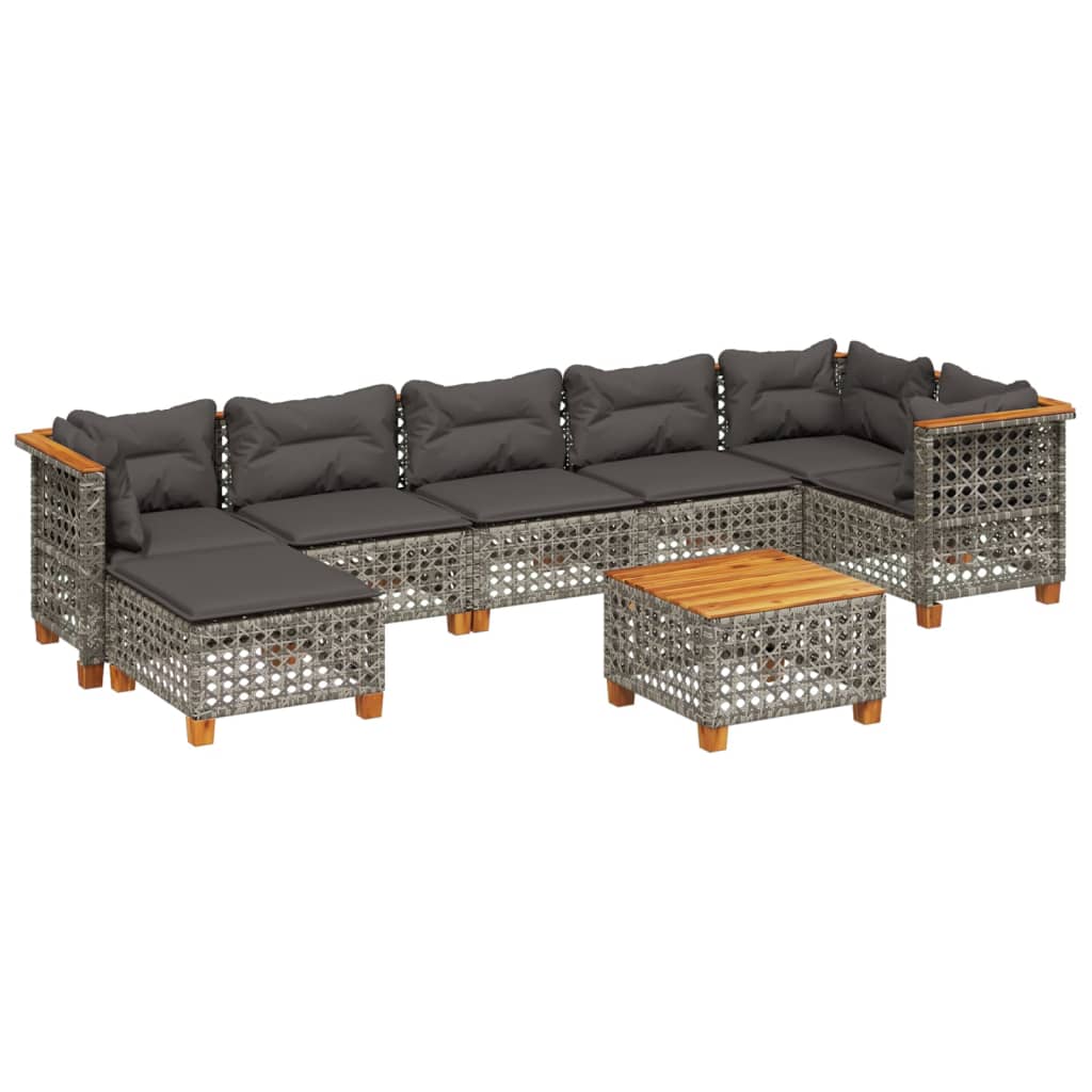 Set Divano da Giardino 8 pz con Cuscini Grigio in Polyrattan - homemem39