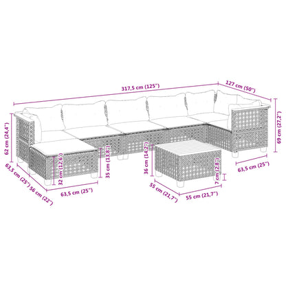 Set Divano da Giardino 8 pz con Cuscini Grigio in Polyrattan