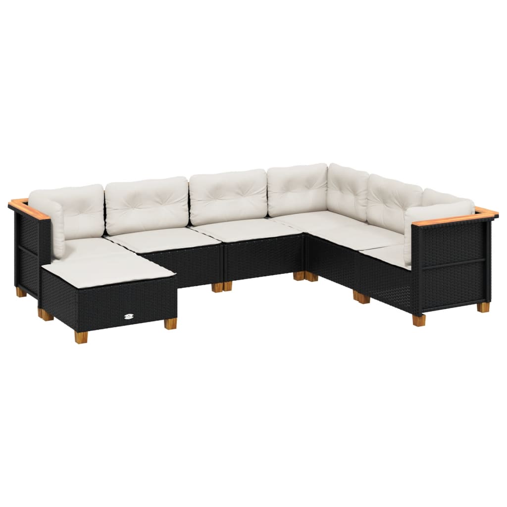 Set Divani da Giardino con Cuscini 7pz Nero Polyrattan - homemem39