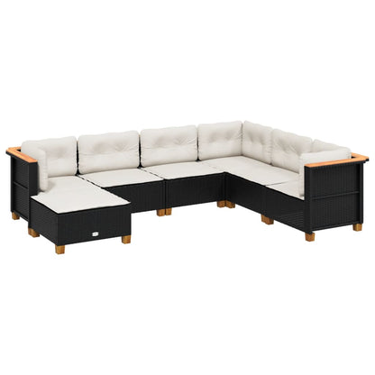 Set Divani da Giardino con Cuscini 7pz Nero Polyrattan - homemem39