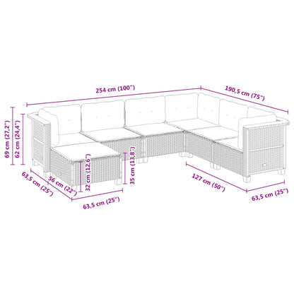 Set Divani da Giardino con Cuscini 7pz Nero Polyrattan | homemem39