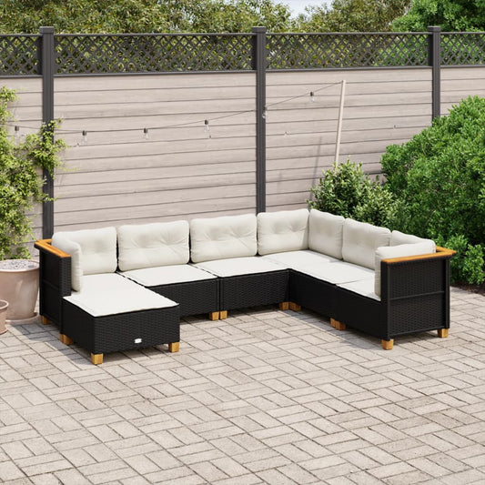 Set Divani da Giardino con Cuscini 7pz Nero Polyrattan - homemem39