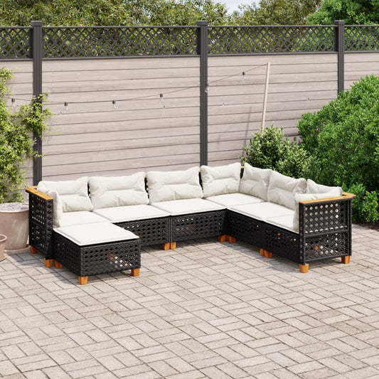 Set Divani da Giardino con Cuscini 7pz Nero Polyrattan - homemem39