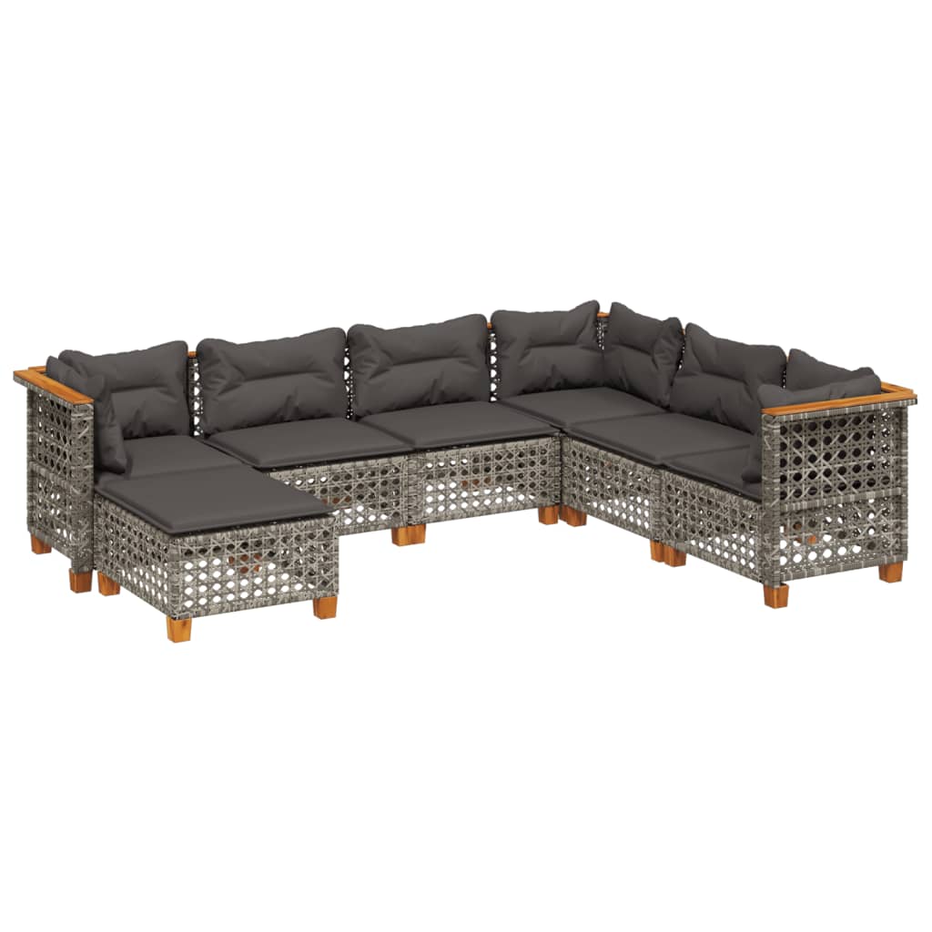 Set Divani da Giardino 7 pz con Cuscini Grigio in Polyrattan | homemem39