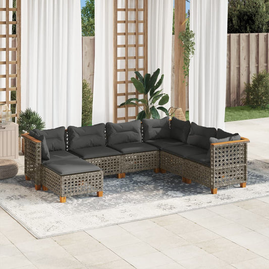 Set Divani da Giardino 7 pz con Cuscini Grigio in Polyrattan - homemem39