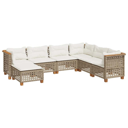 Set Divani da Giardino 7 pz con Cuscini Beige in Polyrattan | homemem39