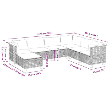Set Divani da Giardino 7 pz con Cuscini Beige in Polyrattan | homemem39