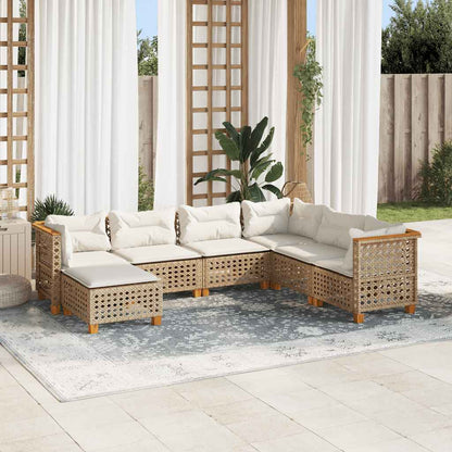 Set Divani da Giardino 7 pz con Cuscini Beige in Polyrattan | homemem39