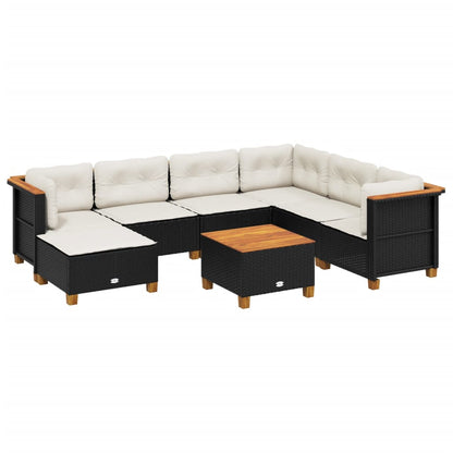 Set Divani da Giardino con Cuscini 8 pz Nero in Polyrattan - homemem39